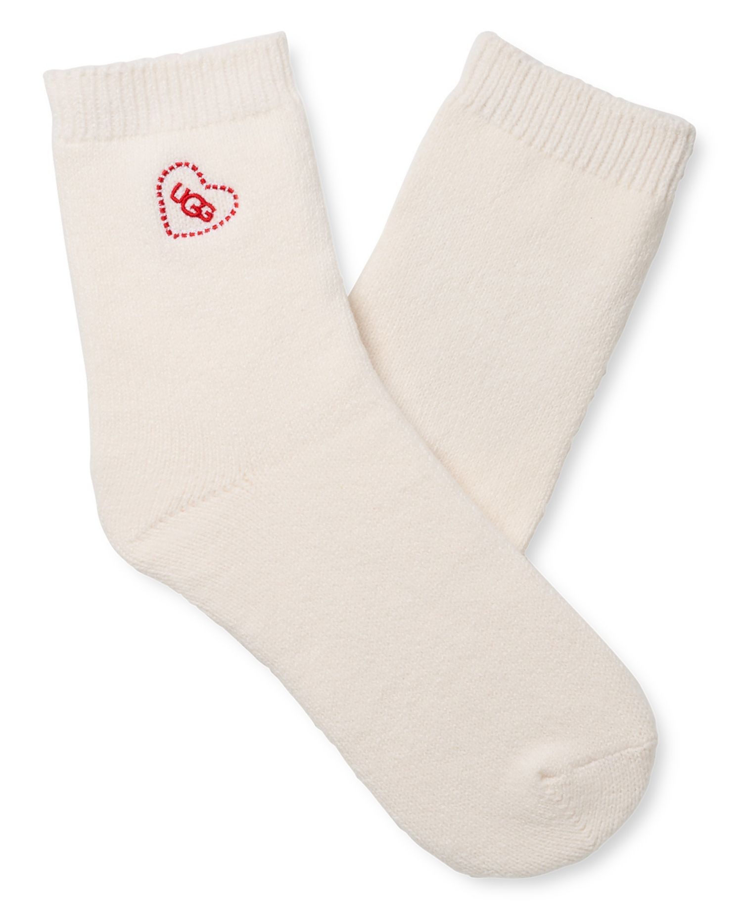 UGG Women's Rib Knit Slouchy Quarter Embroidered Heart Socks