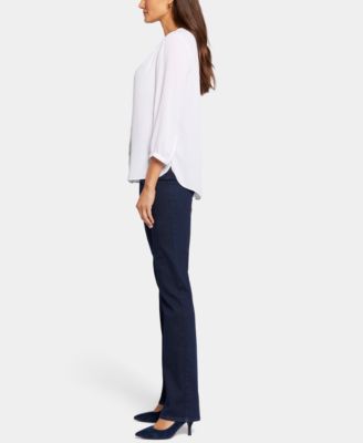 Petite Pintuck Split neck Top