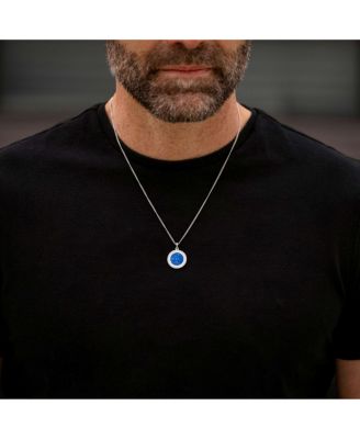 Men's St. Christopher Pendant Sterling Silver, 21" Micro Cuban Chain