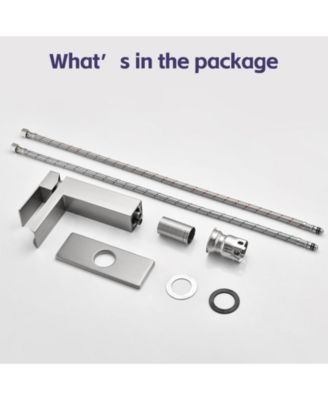 Brushed Nickel Waterfall Bathroom Faucet, Single Handle, 1/3 Hole with Deck Plate and Overflow Pop-Up Drain