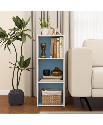 3 Cube Decorative Bookshelf Open Bookcase Toy Storage Organizer Horizontal Vertical, Blue