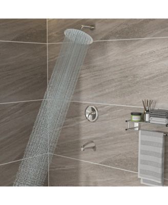 10" Round Rain Shower Head Systems with Waterfall Tub Spout, Brushed Nickel,Wall Mounted shower