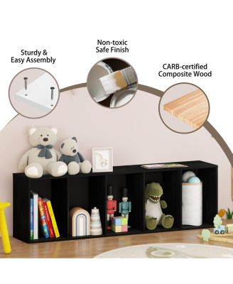 HOMLUX 5 Cube Decorative Open Bookshelf Kids Toy Storage Organizer Horizontal Vertical, Black