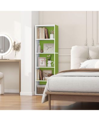 5 Cube Decorative Open Bookshelf Kids Toy Storage Organizer Horizontal Vertical, Green