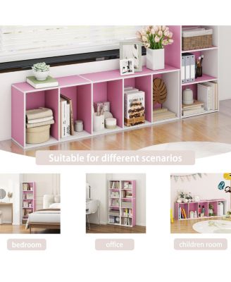 5 Cube Decorative Open Bookshelf Kids Toy Storage Organizer Horizontal Vertical, Pink
