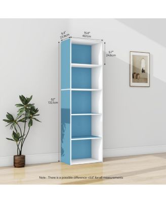 5 Cube Decorative Open Bookshelf Kids Toy Storage Organizer Horizontal Vertical, Blue