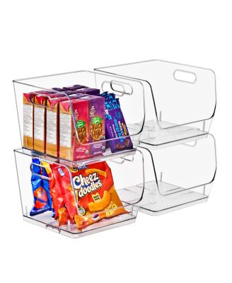 Medium Square Stackable Open Front Storage Bins - For Pantry, Kitchen and Home Organization