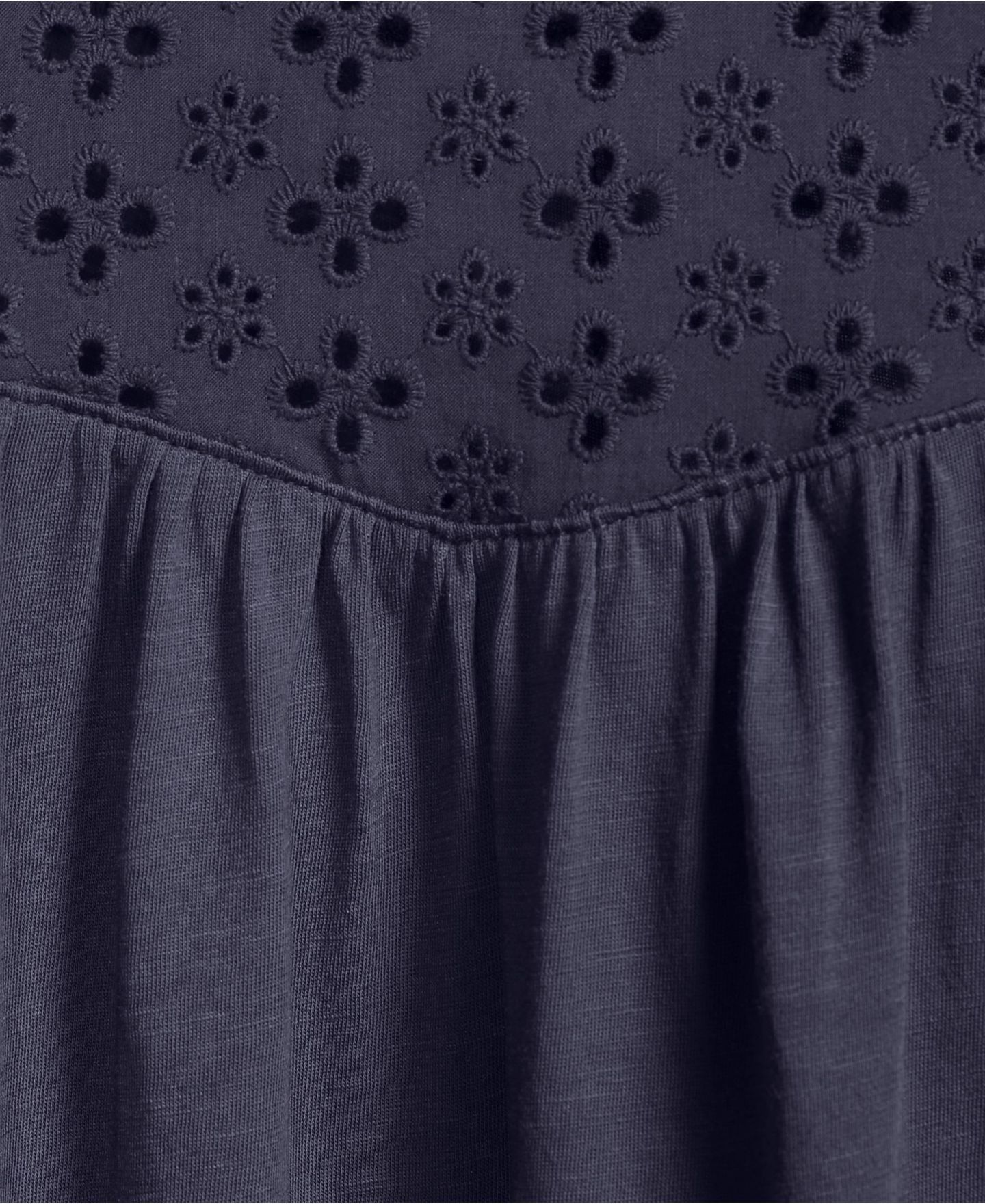 Женский топ Lands' End 3/4 Sleeve Eyelet Mix Flowy, цвет: Выцветший тёмно-синий — фото 4