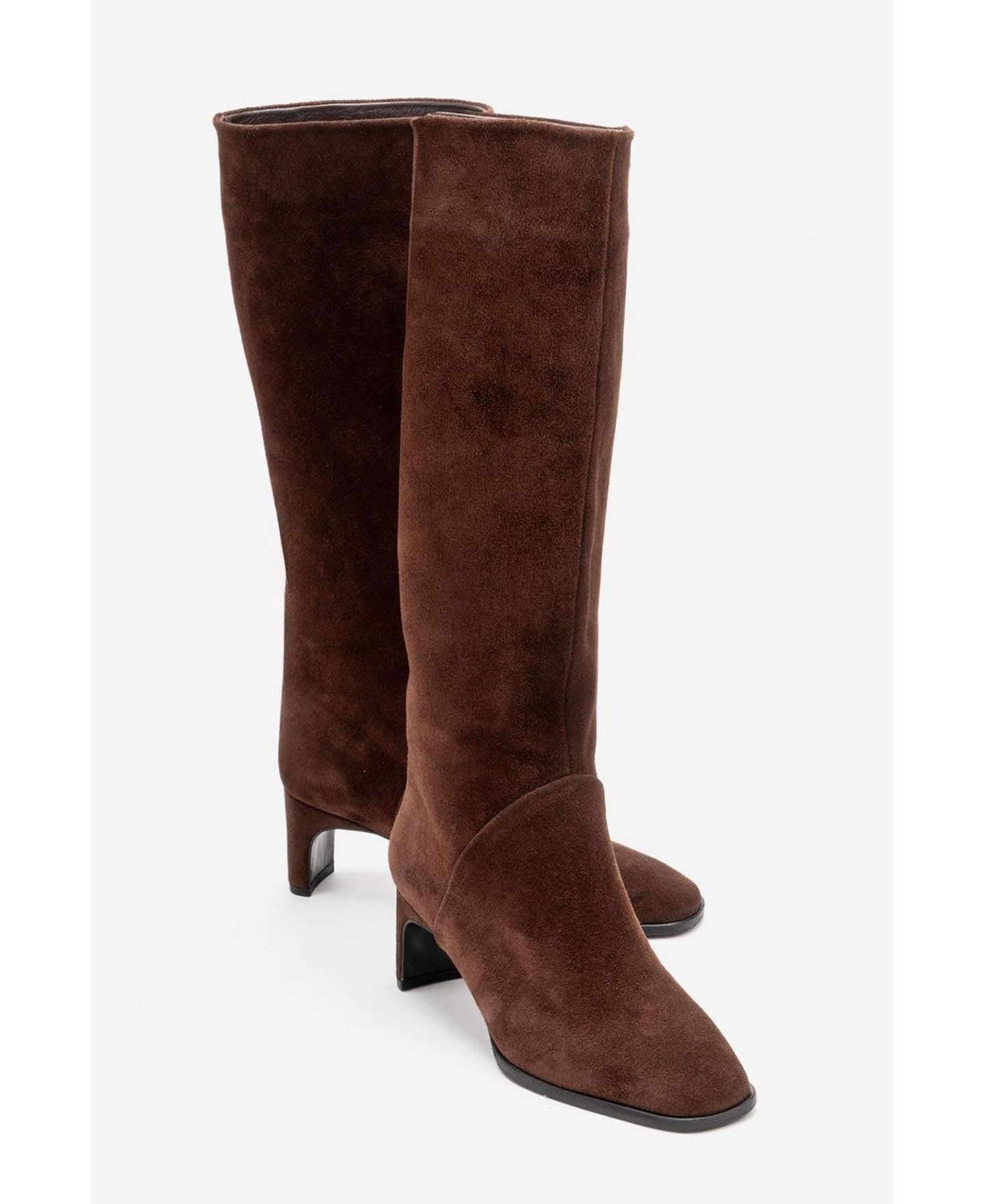Женские ботинки Forever & Always Shoes Taly Leather Block Heel Knee High, цвет: Коричневый замшевый — фото 2