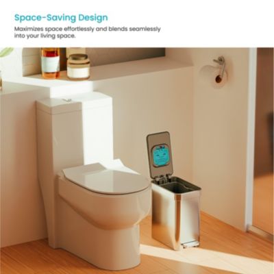 3 Gallon Slim Stainless Steel Trash Can with CleanAura Odor Control and Soft Close Lid, Silver