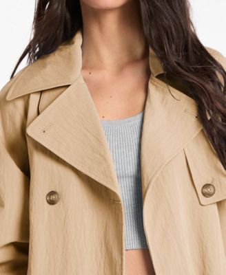 MICHAEL Women's Collared Neck Oversize Belted Trench Coat