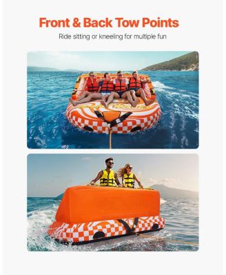 1-4 Rider Towable Boat Tube with Nylon Cover and 22 Handles