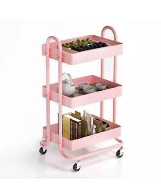 3-Tier Metal Rolling Utility Cart with Wheels Mobile Storage Organizer Trolley