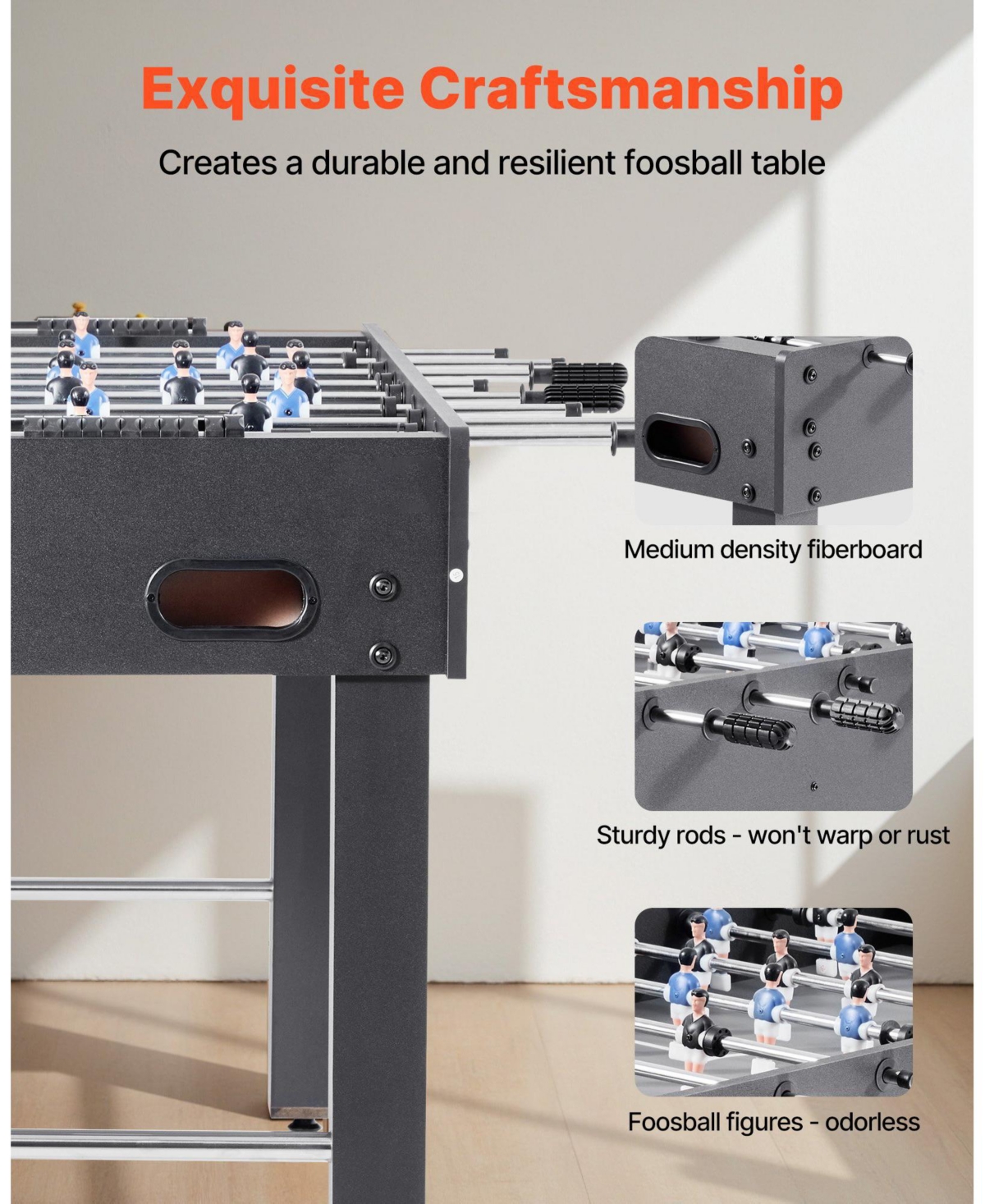 Mecale 48 Inch Foosball Table with Score Keeper and Cup Holders