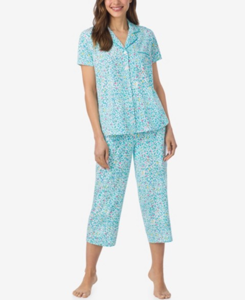 Женские Cuddl Duds Women's Short-Sleeve Top and Cropped Pajama Pants, 2-Piece Set