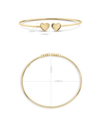 Double Sweet Heart Bangle Bracelet in 14K Gold, Fits Small to Medium Wrist, Approx. 3.9 grams.