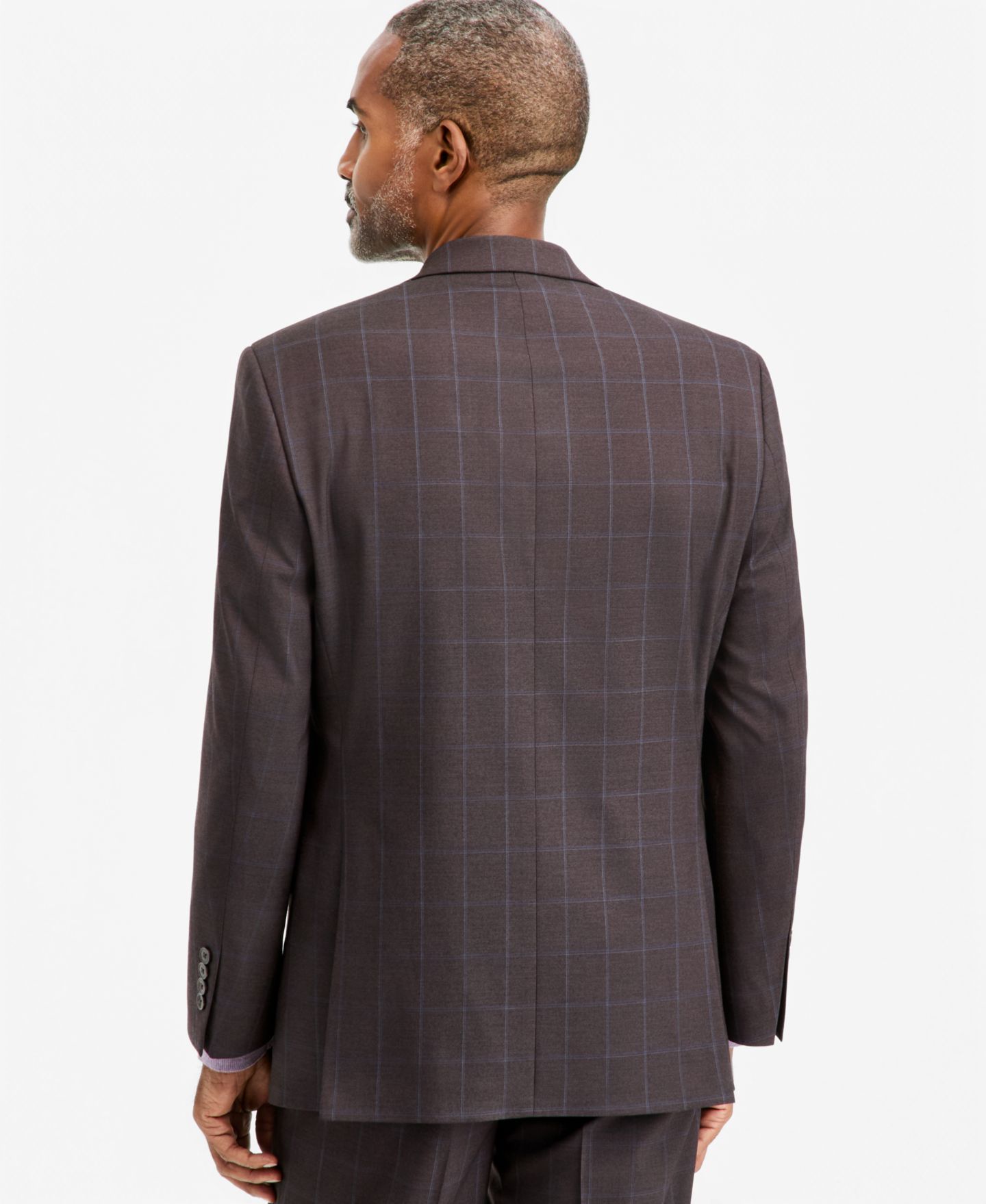 Мужская куртка Tallia Classic-Fit Brown & Blue Check Suit Separate, цвет: Коричневый / Синий — фото 4