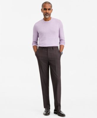 Men's Classic-Fit Brown & Blue Check Suit Separate Pants