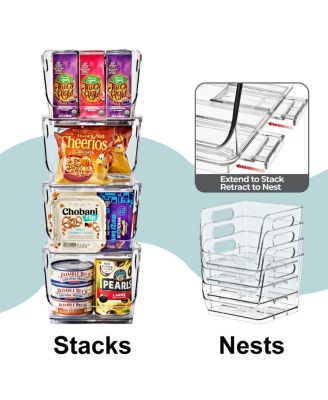 Small Square Stackable Open Front Storage Bins - For Pantry, Kitchen and Home Organization