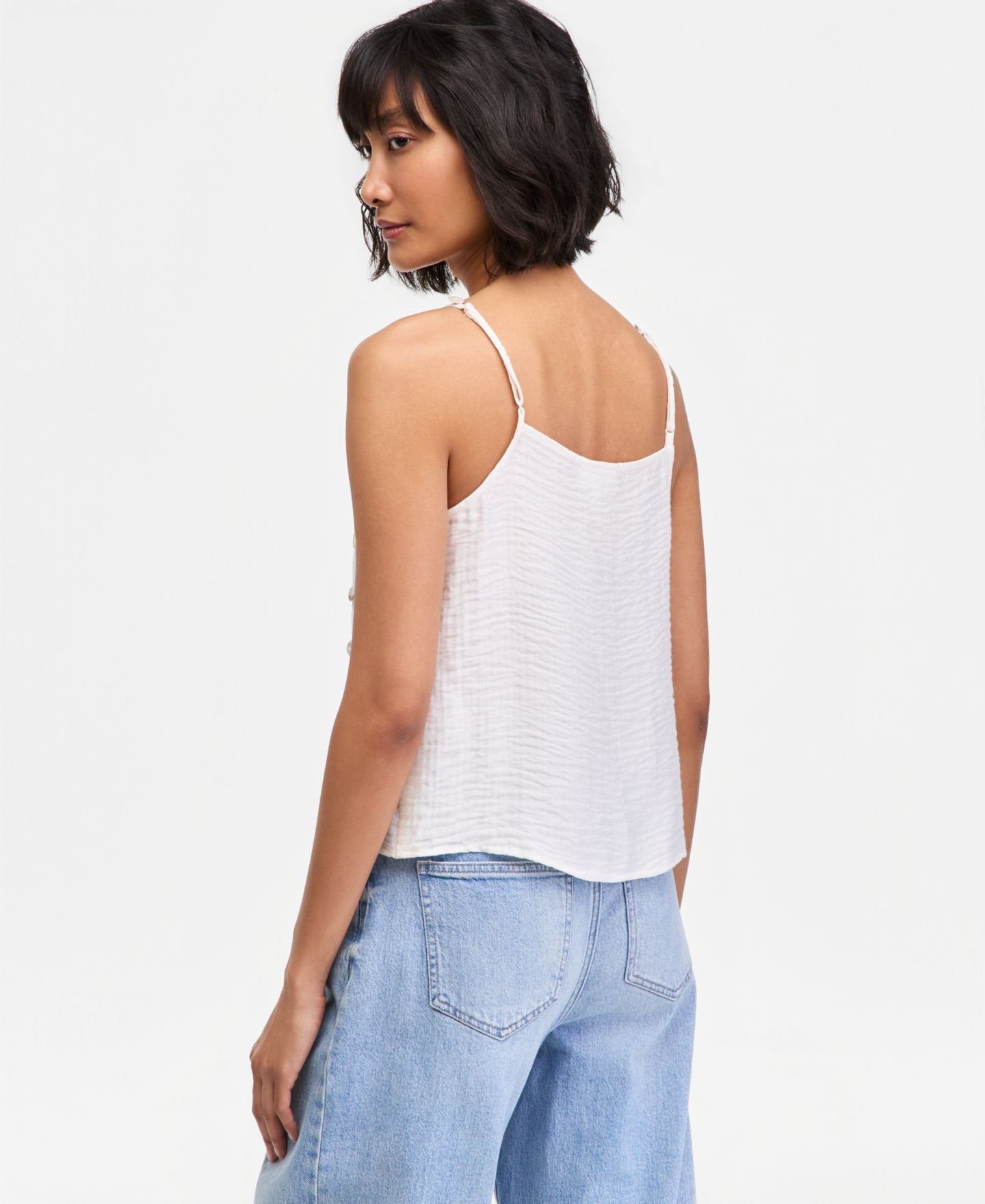 Женский топ On 34th Beaded-Strap Cropped Gauze Tank Top, цвет: Зимняя слоновая кость — фото 2