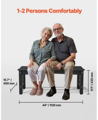 44.5-Inch Weatherproof Plastic Outdoor Bench with Adjustable Feet