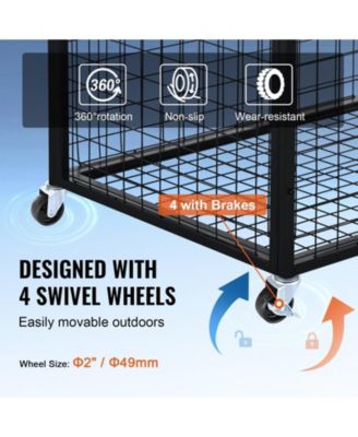 Rolling Sports Ball Storage Cart with Double Lid, Steel Equipment Organizer for Garage and Gym