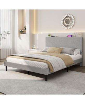 Full Size Corduroy MDF Bedhead Storage Bed, Upholstered Frame, Spacious Storage, Comfortable Mattress, No Box Spring Needed
