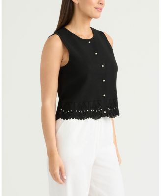 Women's Sweater Knit Vest with Pearl Detailing