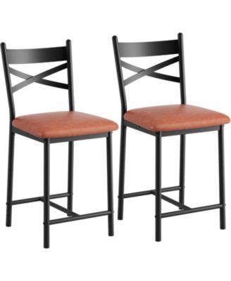 Bar Stools Set of 4,Upholstered Kitchen Barstools with Footrest and Back,PU Leather Counter Height Bar Stools with Thick Cusion,Bar Charis