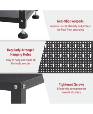 Heavy Duty Garage Workbench with Pegboard,32" Adjustable Garage Workbench with Tool Organizer,Industrial Metal Work Table with Shelves