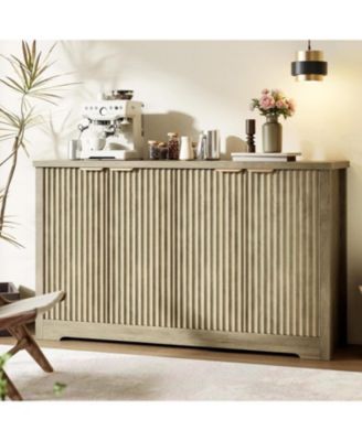 Fluted Buffet Sideboard Cabinet with Storage,2/4 Doors & Adjustable Shelf,Handle,Spacious Tabletop,Modern Wood Coffee Bar Console Table