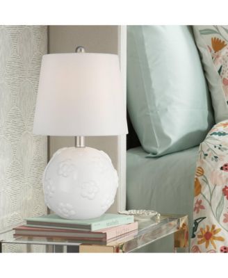Arianna 16"H White Flower Ceramic Accent Table Lamp Set with Dimmer