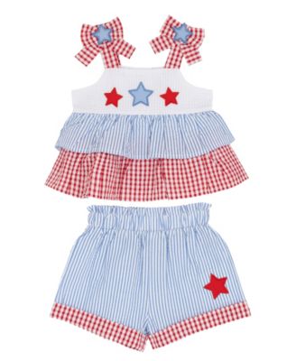 Baby Girls' Americana Stars Seersucker Top and Shorts, 2-Piece Set