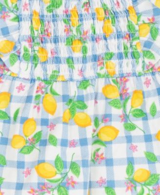 Rare Edition Baby Girls' Lemon Applique Top and Print Shorts, 4-Piece Set