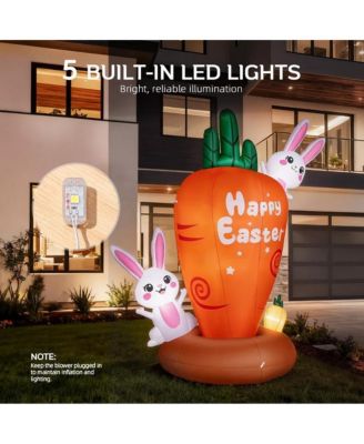 7 ft Inflatable Easter Bunny with LED Lights and Carrot for Yard and Garden