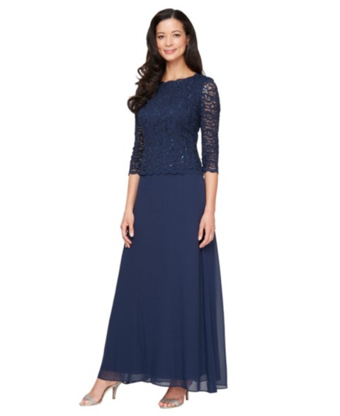 Женские платья Alex Evenings Women's Sequin Embellished Lace Top Gown
