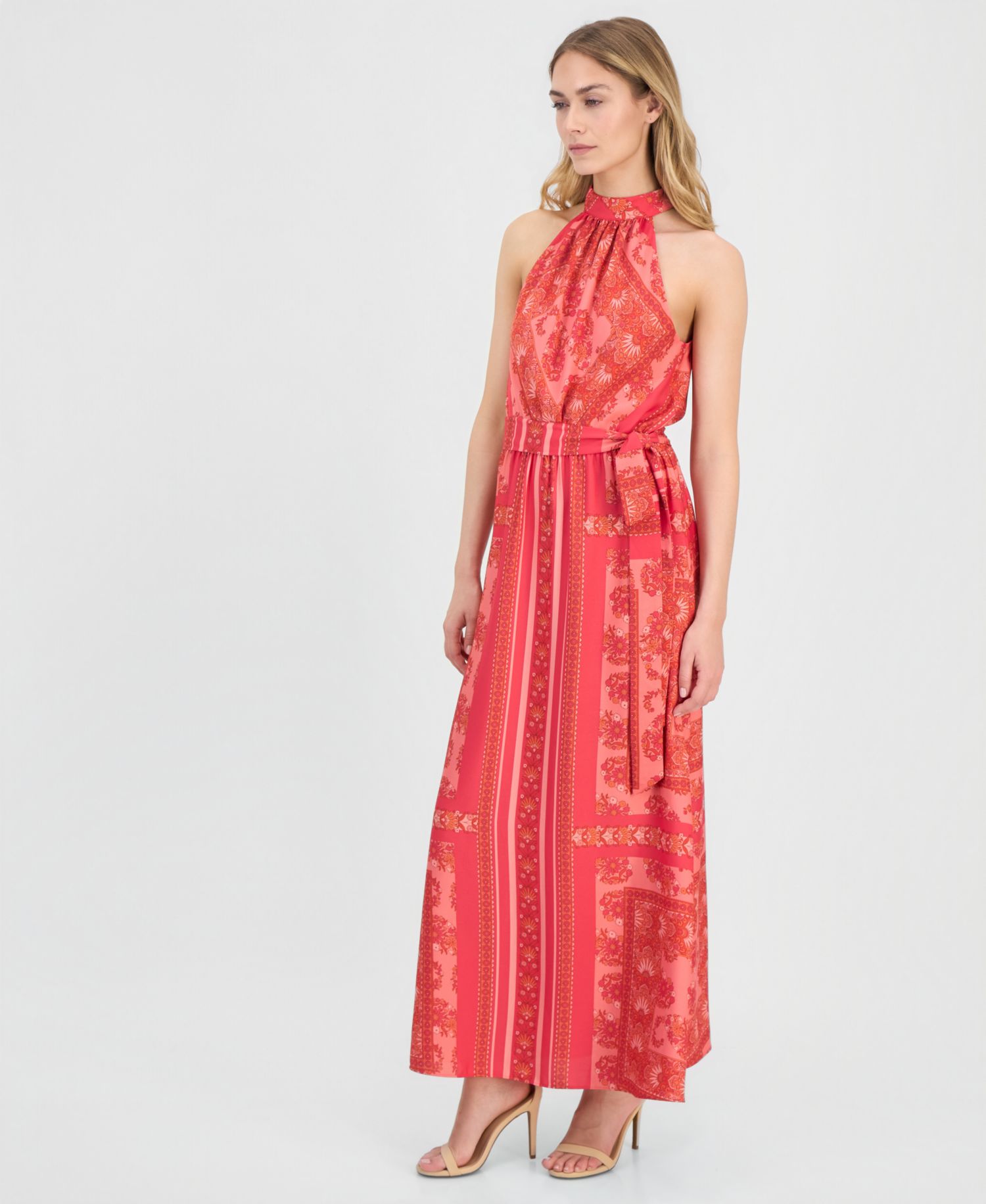 Women's Printed Halter-Neck Maxi Dress