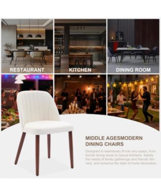 Wooden Dining Chairs Set of 2,Upholstered Kitchen Dining Room Chairs with Padded Seat and Wood Legs,Modern Fabric Side Dinner