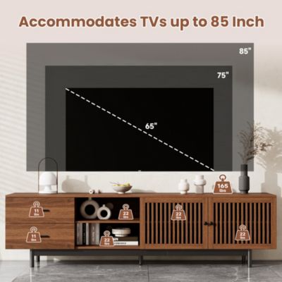78 inch Modern Cabinet TV Stand with Deep Drawers & Cable Management, Soft-Closing Hinges