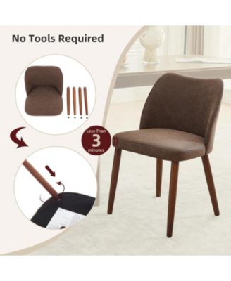 Leather Dining Chairs Set Upholstered Wingback Chairs with Wood Legs