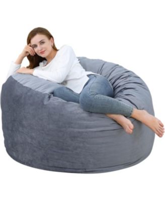 48" Giant Bean Bag Chair, Memory Foam, Plush Velvet, Washable Cover for Adults/Kids