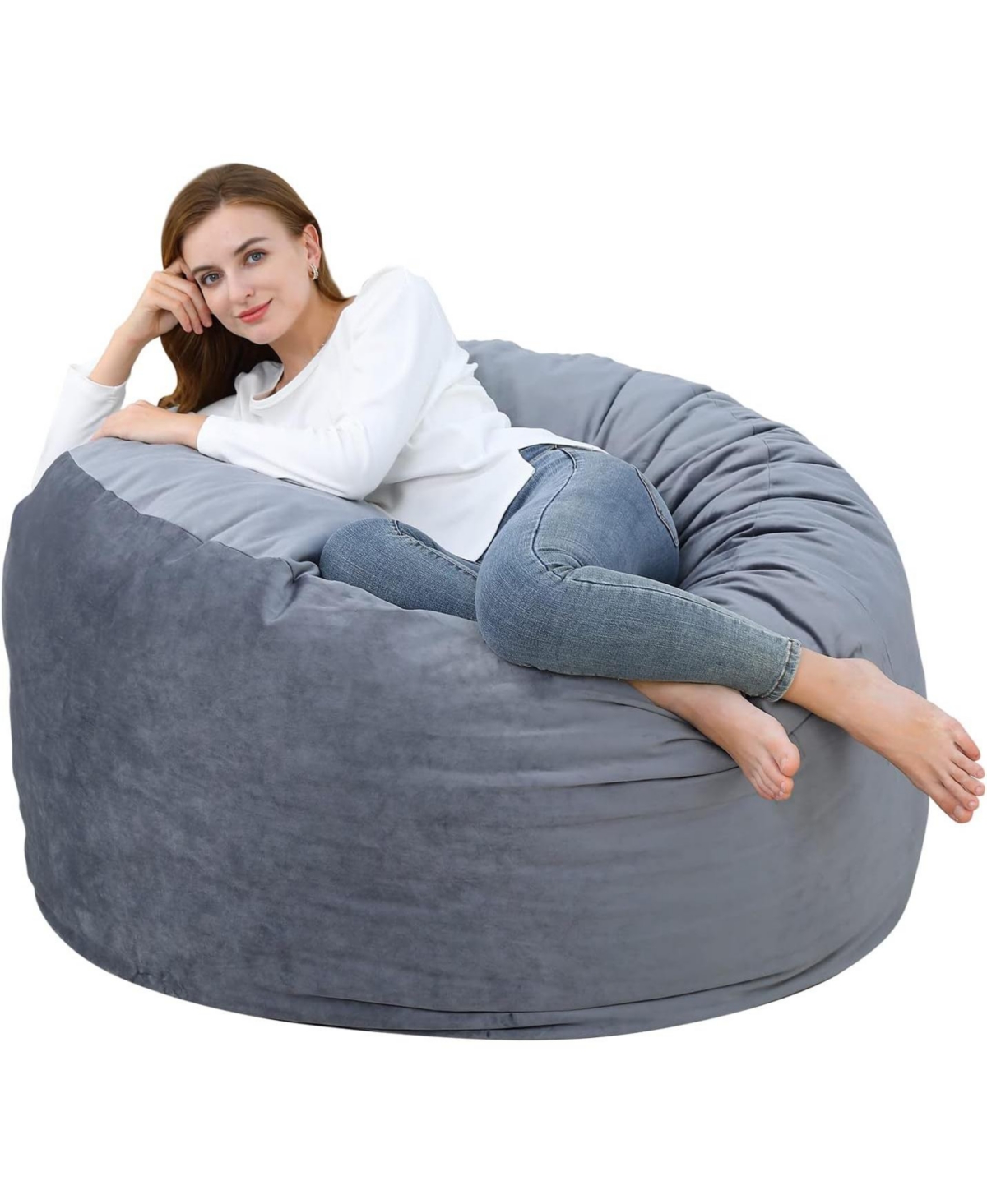 gaomon 48" Giant Bean Bag Chair, Memory Foam, Plush Velvet, Washable Cover for Adults/Kids