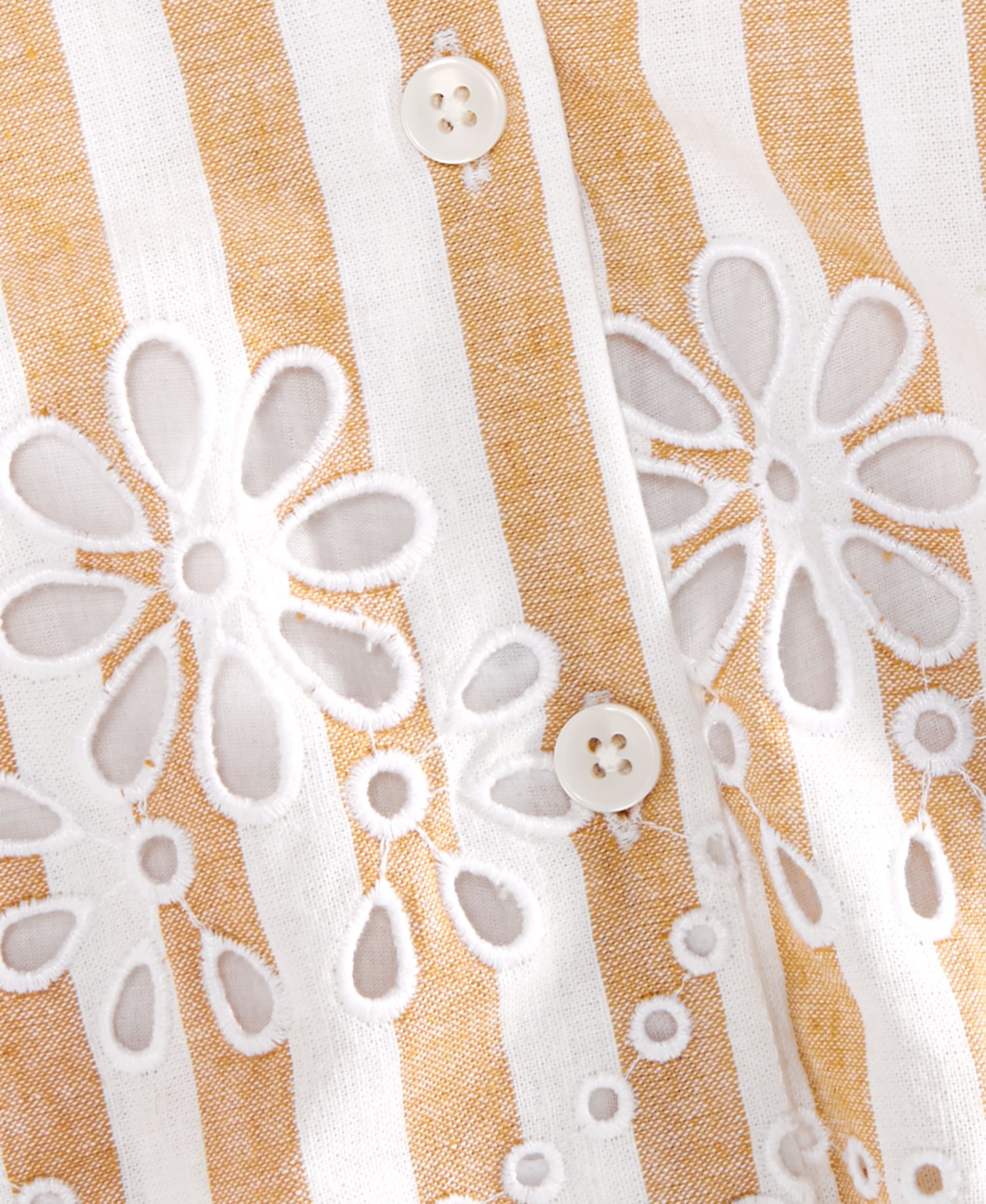 Women's Striped Linen Blend Embroidered Button-Front Mini Dress