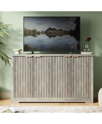 Fluted Buffet Sideboard Cabinet with Storage,2/4 Doors & Adjustable Shelf,Handle,Spacious Tabletop,Modern Wood Coffee Bar Console Table