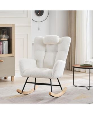 Nursery Rocking Chair with High Back & Armrests, Upholstered Glider for Bedroom