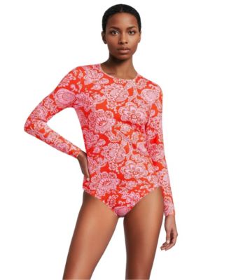 Lands' End Women's SunShade UPF 50 Long Sleeve Rash Guard Swim Tee