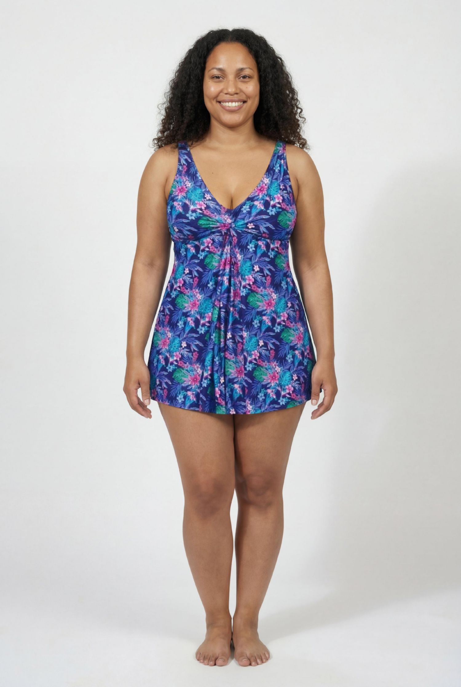 Women's Twist Front V-Neck Swimdress