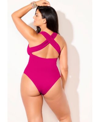 Women's Crossback V-Neck One Piece Swimsuit