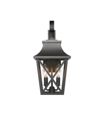 Outdoor Wall Lantern 2-Light, Large Outside Modern Wall Sconce Light Fixture, Industrial Porch Light Wall Mount with Glass