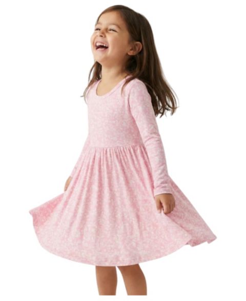 Платье Motette Petite Fleur Bamboo Twirl Dress для девочек, цвет: Розовый / Белый